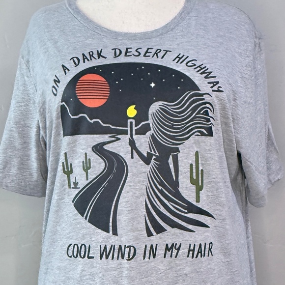 DreamyArtStudio Tops - NWT Unisex XL Graphic T-Shirt – On A Dark Desert Highway - Bella + Canvas